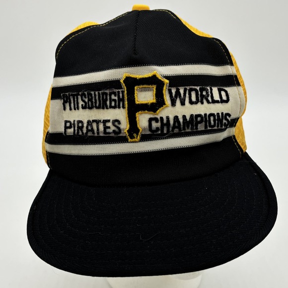 Vtg Pittsburgh Pirates Baseball Hat World Champions One Size Snap Back Mesh - Picture 1 of 7